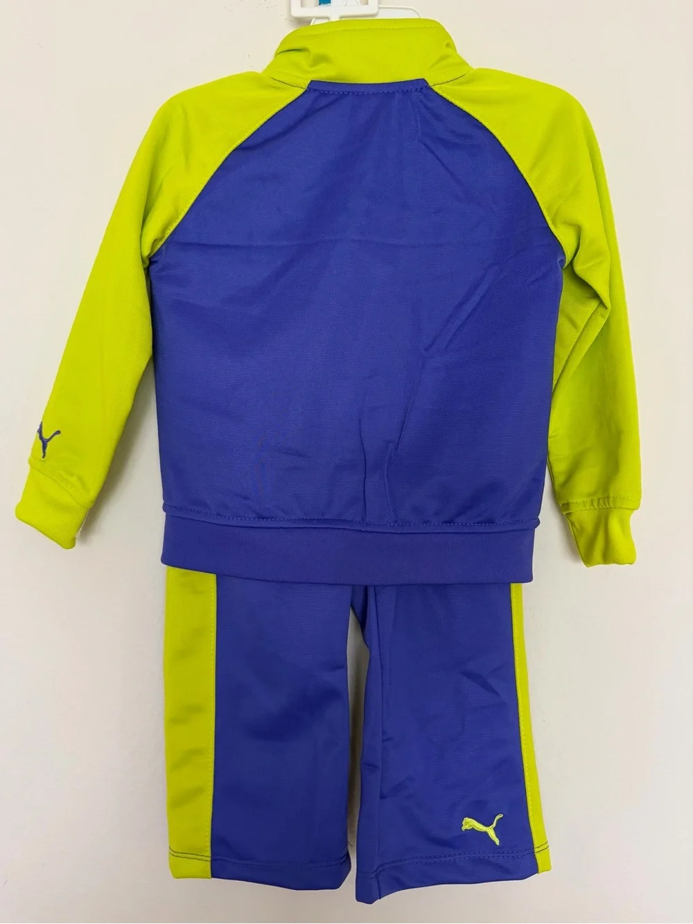Puma Kids  Girl’s 24M Zip Track Set - Blue & Neon Green - Picture 2 of 8